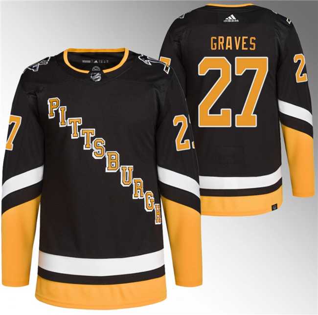 Mens Pittsburgh Penguins #27 Ryan Graves Black 2021-22 Alternate Primegreen Stitched Jersey